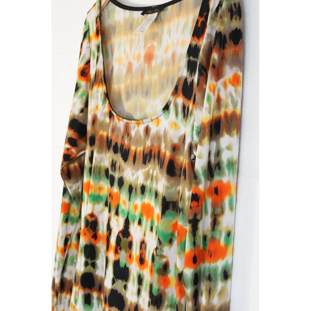 Sexy Diva Bodycon Dress Women‎ 1XL Multicolor Tie Dye Long Sleeve Scoop Neck - Picture 2 of 4